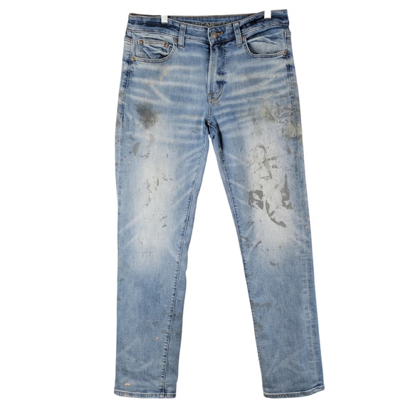 American Eagle Outfitters Other - American Eagle Jeans Mens 33x34 Airflex Slim Straight Paint Splatter Distressed